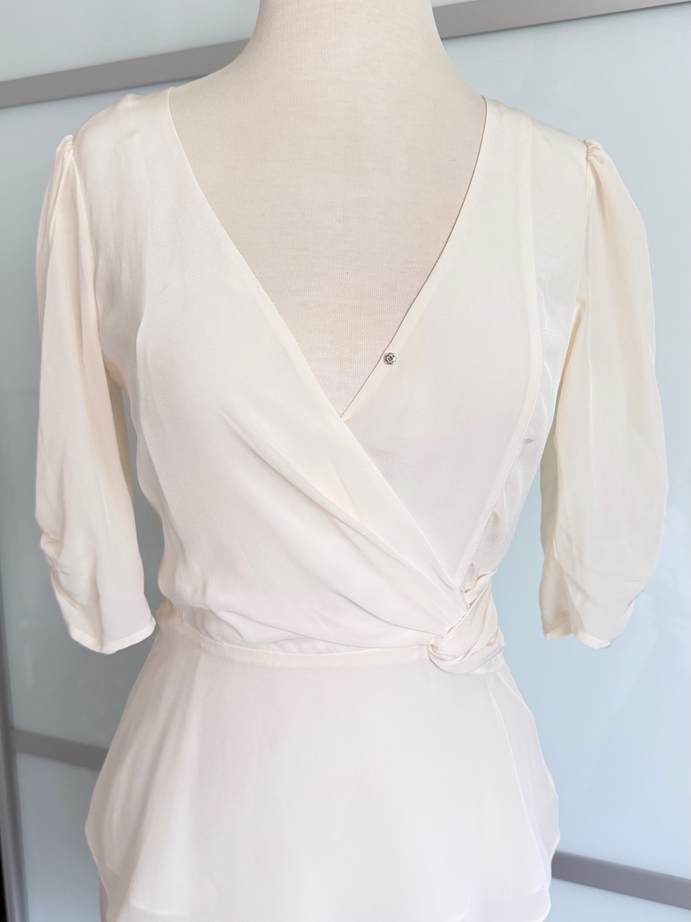 Parker Cream Surplice Wrap Blouse